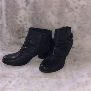 Faux black leather booties